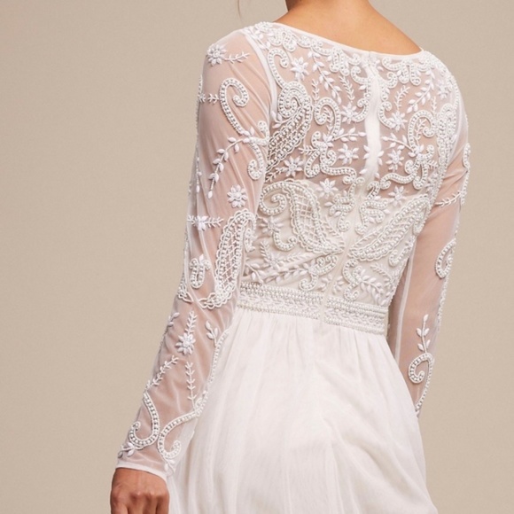 BHLDN Sinclair Long sleeve beaded wedding Dress - Picture 8 of 12